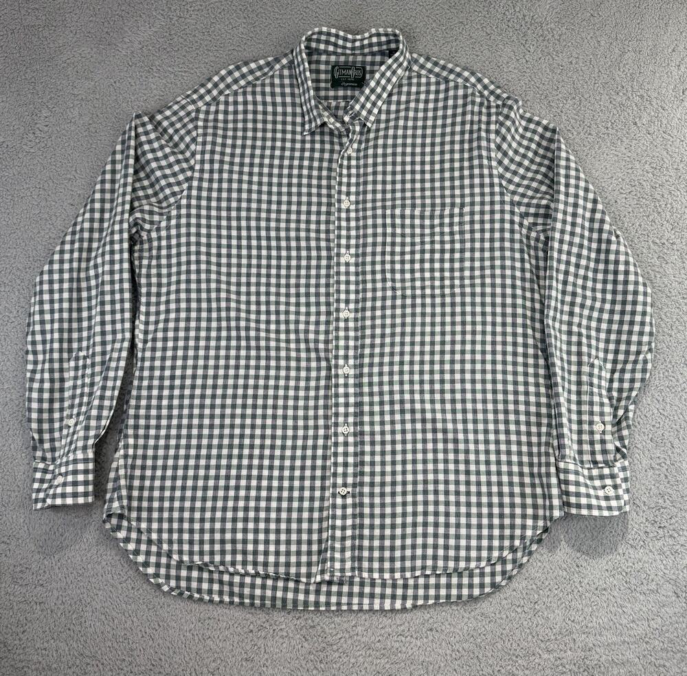 Gitman Bros Organic Shirt Men L Check Plaid Button Down Long Sleeve Made In USA